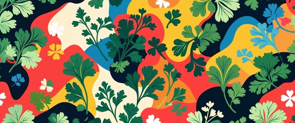 Poster - parsley pattern on colorful plain background digital abstract art work illustration design