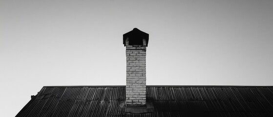 Aufkleber - A black and white photo of a chimney on a building
