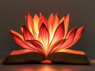 Poster - An open book with a lit up flower on top, perfect for educational or inspirational scenes
