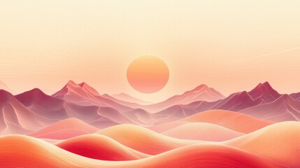 Wall Mural - serene warm cream background with sunbeam over gentle mountain patterns