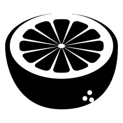 Poster - Citrus Sensation: A bold, black-and-white illustration of a fresh citrus fruit cut in half. showcasing its intricate segments