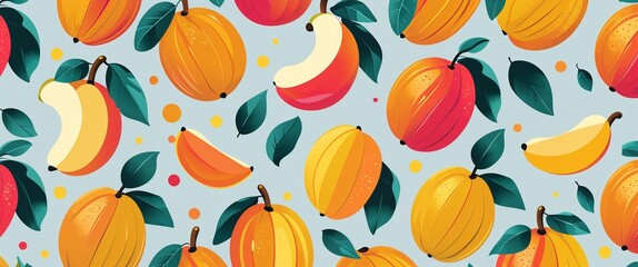 Aufkleber - mango pattern on colorful plain background digital abstract art work illustration design