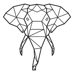 Poster - Geometric Elephant Illustration: A minimalist geometric illustration of an elephant head, rendered in clean lines, offering a modern, artistic representation of the majestic creature.