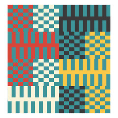 Poster - Vibrant Weave Pattern: A geometric weave pattern, where colorful stripes interlock to create a lively mosaic of texture and artistic expression.