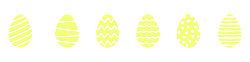 Wall Mural - Ornamental Easter Eggs, Vector Outline Icon Collection on Transparent Background