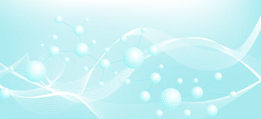 Poster - Molecular structure DNA, atom, neurons. Science concept for your design. Connected lines with dots. Medical, technology, chemistry, science background. illustration