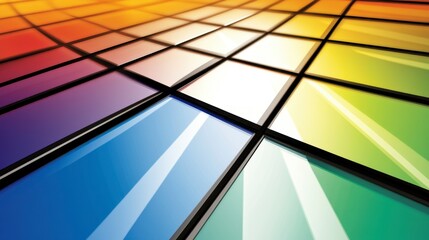 Fototapete - abstract background with vibrant colorful squares and a radiant light source. the perspective create