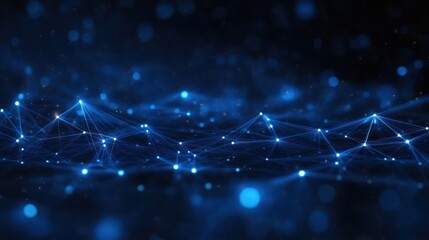 Fototapete - Cybersecurity Technology Digital Data Protection Network Connection with Polygons Dots Lines in Dark Blue Background