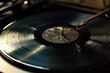 © Fotograf - A vintage-style turntable with a record placed on top, perfect for use in retro-themed designs or music-related illustrations