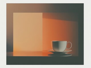 Aufkleber - A coffee cup sitting on top of a saucer, perfect for morning routines or as a decorative accent