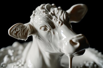 Poster - A detailed view of a cow's head statue