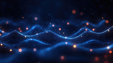 Fototapete - Cybersecurity Technology Abstract Digital Data Protection Network Connection with Polygons and Dots in Dark Blue Background