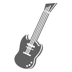 Poster - Electric Guitar Silhouette: A minimalistic and stylish monochrome illustration of an electric guitar, showcasing its sleek design and musical essence. 