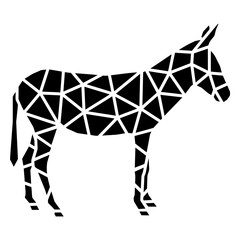 Poster - Geometric Donkey Silhouette: A minimalist yet eye-catching depiction of a donkey in a geometric style, ideal for conveying a sense of simplicity and modern aesthetic. 