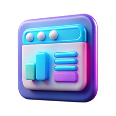 Aufkleber - 3D Interface Design: A vibrant 3D rendering of a modern interface, showcasing interactive elements and graphical data visualizations. Capturing the essence of digital innovation