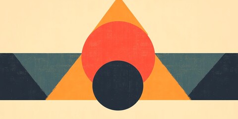 Poster - Abstract Geometric Art Print Mid Century Modern Sunset Design