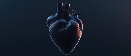Poster - Anatomy illustration of a human heart on a dark background, perfect for medical or educational use