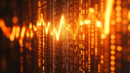Poster - Glowing Orange Stock Market Graph Data Visualization