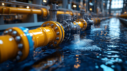Poster - Efficient water recycling network with vibrant pipes and flowing water