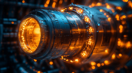 Poster - intricate aerospace rocket engine nozzle with glowing details and metallic finish
