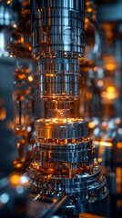 Poster - high tech robotic milling machine with intricate metallic components