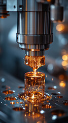 Poster - high precision robotic milling machine creating intricate metal parts