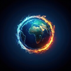 Wall Mural - a globe with a fire burning around it