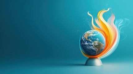Wall Mural - a globe with a fire on it