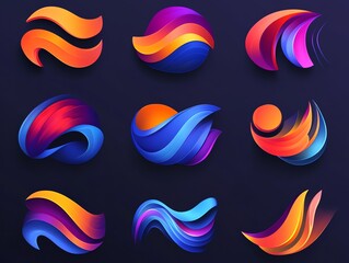 Poster - Abstract Colorful Wave Logos Design Collection