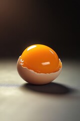 Poster - A single egg sitting on a wooden or metal table, ready for use in cooking or decoration