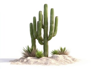 Poster - Group of prickly plants on a sandy mound, useful for desert or nature-themed designs