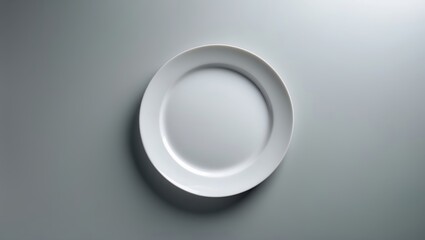 Poster - empty white plate on a clean gray surface showcasing minimalist design and aesthetic simplicity in a