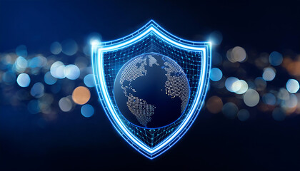 digital world map with binary code for security