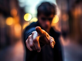 Poster - A person gesturing towards the camera lens