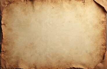 Poster - Aged paper with leather border. Antique parchment texture with worn edges. Vintage blank background with distressed surface great for historical maps, treasure maps, ancient scripts, or retro designs.