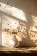 Poster - A beautiful white vase filled with fresh flowers