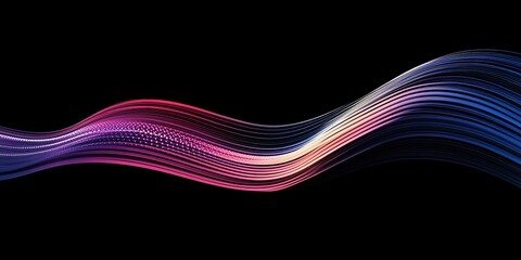 Poster - Abstract line pattern vector illustration on a black background, with gradient colors, a motion effect