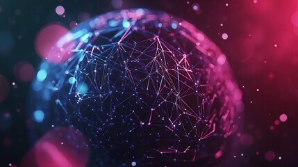Poster - Abstract low-poly technology background of global telecommunication network connection for Internet