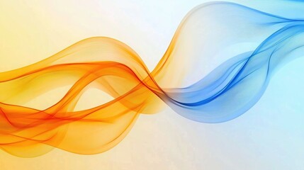 Poster - A vibrant background with abstract orange and blue waves flowing together. 