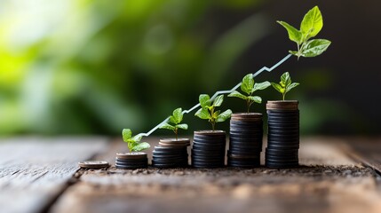 Poster - Growing Money Plant on Coins Financial Growth Concept