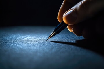 Poster - A person holding a pen and writing on a piece of paper, perfect for illustration, journaling or creative inspiration
