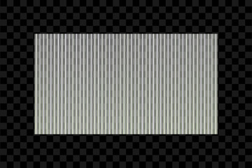 Aufkleber - Ribbed glass plate on transparent background. Acrylic or plexiglass fluted plate with corrugated striped in rectangle shape. Ribbed frosted glass panel. Vector.