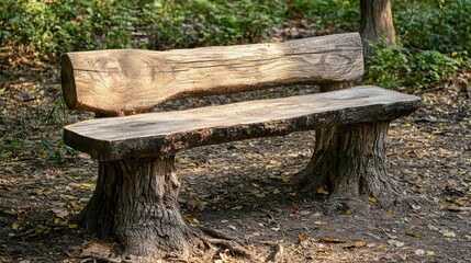 Aufkleber - A tree stump used as a rustic bench in a natural setting 