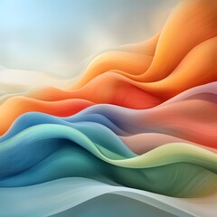 Poster - Vibrant undulating waves of kinetic color and energy intricately layered and textured in a digital painting with a glitch art technique