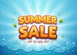 © Gibster - Summer sale promotion with special deals and discount. Colorful summer sale graphic featuring bold text and a water theme.
