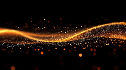 Poster - Innovative glowing wave of small particles, forming a smooth and flowing digital pattern