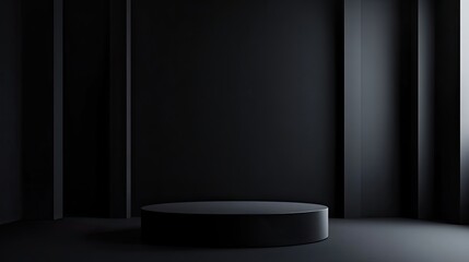 Poster - Matte black background with soft shadows for sleek and modern product presentation