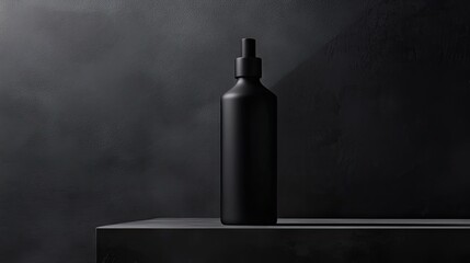 Poster - Minimalist black backdrop with diffused light creating gentle and natural product shadows