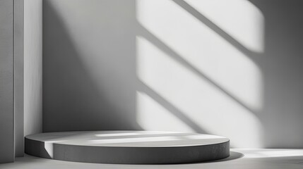 Aufkleber - Minimalist gray background with soft shadows, perfect for product display, sleek and modern