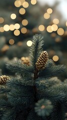 Poster - Pine cone on tree branch, natural beauty